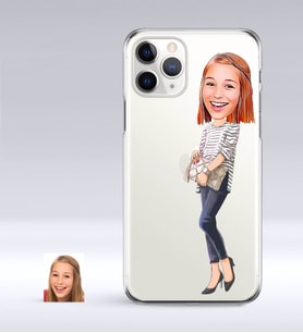 BK Gift Kişiye Özel Bayan Karikatürlü iPhone 11 Pro İnce Şeffaf Silikon Telefon Kapağı-11 (Beyaz)