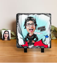 BK Gift Kişiye Özel Bayan Pilot Karikatürlü Dekoratif Doğal Taş
