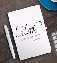 BK Gift Kişiye Özel Mânâ Aşık Beyaz Defter ve Kalem Hediye Seti