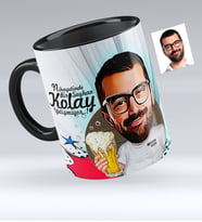 BK Gift Kişiye Özel Şerefe Karikatürlü Siyah Kupa Bardak  1
