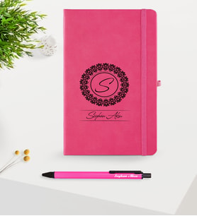 BK Gift Kişiye Özel İsimli Pembe Defter & Kalem Seti-2