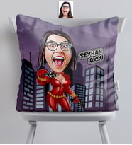 BK Gift Kişiye Özel Şeytan Kadın Karikatürlü  Yastık  2