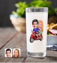 BK Gift Kişiye Özel Sevgililer Karikatürlü Rakı Bardağı-10 (Beyaz)