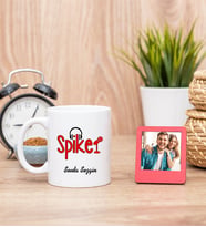 Spiker Beyaz Kupa Bardak ve Kırmızı Mini Fotoğraf Çerçevesi