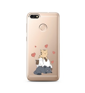 Kedi Kardeşler Tasarımlı Süper Şeffaf Silikon Telefon Kılıfı Huawei P9 Lite (201