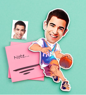 BK Gift Kişiye Özel Bay Basketbol Oyuncusu Karikatürlü Ahşap Magnet-2 (Çok Renkli)