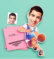 BK Gift Kişiye Özel Bay Basketbol Oyuncusu Karikatürlü Ahşap Magnet-2 (Çok Renkli)
