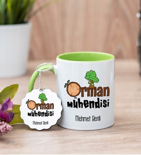 Orman Mühendisi Yeşil Kupa Bardak Ve Anahtarlık Set