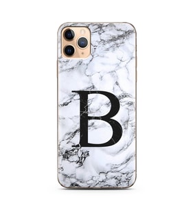 Iphone 11 Pro Beyaz Mermer Harf Tasarımlı Telefon Kılıfı B-Harfi 