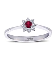 Lova Pırlantalı Yakut Çiçek Yüzük - 1030157