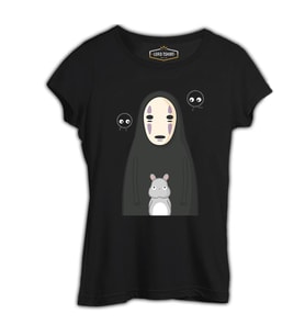 Sprited Away - Kaonashi Siyah Kadın Tshirt