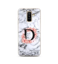 Mermer Çiçekli Harf Tasarım Süper Şeffaf Silikon Telefon Kılıfı Samsung A6 Plus 
