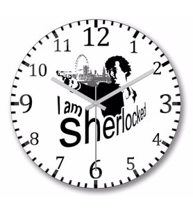 I Am Sherlocked Duvar Saati Bombeli Gercek Cam