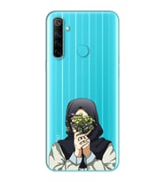 Kapalı Çiçekli Kız Tasarımlı Süper Şeffaf Silikon Telefon Kılıfı Oppo Realmi 6i