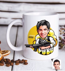 BK Gift Kişiye Özel Erkek PUBG Karikatürlü Beyaz Kupa Bardak-7