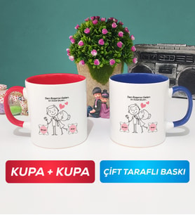 İkili Sen Başıma Gelen En Güzel Şeysin Sevgililer Günü Hediyesi Kupa Bardak Kırmızı Lacivert