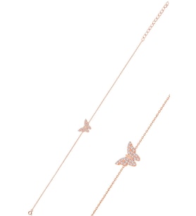 Söğütlü Silver Gümüş rose zirkon taşlı kelebek bileklik