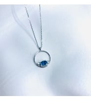 Blue Topaz Taşlı 14 Ayar Pırlanta Kolye