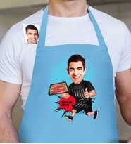 BK Gift Kişiye Özel Bay Mangalcı Karikatür Mavi Mutfak Önlüğü  2