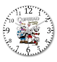 Cuphead One Duvar Saati Bombeli Gercek Cam