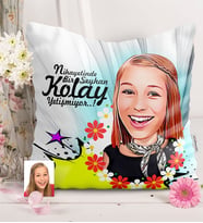 BK Gift Kişiye Özel Bayan Karikatürlü  Yastık  9