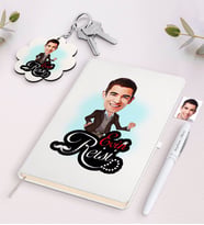 BK Gift Kişiye Özel Evin Reisi Karikatürlü Beyaz Defter Kalem ve Anahtarlık Hediye Seti-3 (Model 1)