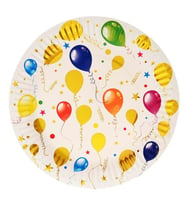 Varak Baskılı, Uçan Balonlar Karton Tabak, 23 cm - 8 Adet (STD)