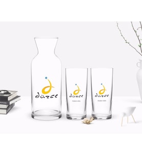 BK Gift Kişiye Özel Renkli Baskılı Düzce Tasarımlı Turistik İkili Rakı Bardağı ve Karaf Hediye Seti-1 (Model 1)
