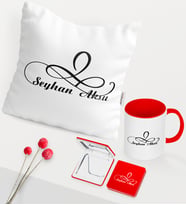 BK Gift Kişiye Özel İsimli Kırmızı Kupa Ayna Yastık Seti - 4
