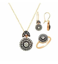 Üçlü Set Beyaz Rose 9,26 Gram 14 Ayar Altın (Çok Renkli)
