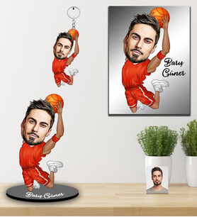Kişiye Özel Basketbolcu Karikatürlü 3 lü Hediye Seti Bay-1