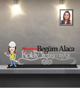 Kişiye Özel Mühendis Karikatürlü Kolay Yetişmiyor Ahşap Biblo  Bayan-2