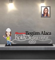 Kişiye Özel Mühendis Karikatürlü Kolay Yetişmiyor Ahşap Biblo  Bayan-2