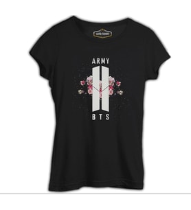BTS - Logo Hit Siyah Kadın Tshirt