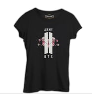 BTS - Logo Hit Siyah Kadın Tshirt