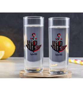 BK Gift Kişiye Özel Renkli Baskılı Kaptan Tasarımlı İkili Vodka Bardağı-3 (Beyaz)