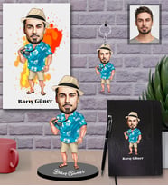 Kişiye Özel Erkek Karikatürlü 5 li Hediye Seti Model-11