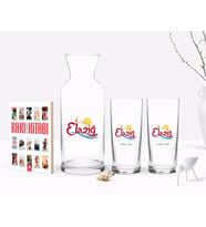 BK Gift Kişiye Özel Renkli Baskılı Elazığ Tasarımlı Turistik İkili Rakı Bardağı Karaf ve Cep Kitabı Hediye Seti-1 (Model 1)