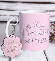 BK Gift Kişiye Özel Küçük Prenses Beyaz Kupa ve Anahtarlık Hediye Seti (Model 1)