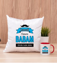 Canım Babam Kare Yastık ve Kırmızı Kupa Bardak