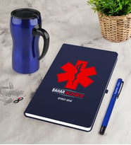 BK Gift Kişiye Özel Eczane Lacivert Defter Kalem Termos Mug Seti-3 (Model 1)