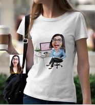 BK Gift Kişiye Özel Bayan Genel Müdür Karikatür Beyaz Tişört  1