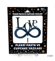 Lora Davet Pleksi Pasta ve Cupcake Yazıları Love  (1 Adet) Gümüş - 17037