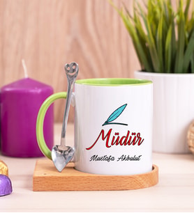 Müdür Ahşap Altlıklı Yeşil Kupa Bardak