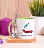 Müdür Ahşap Altlıklı Yeşil Kupa Bardak