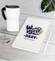 BK Gift Kişiye Özel Dünyanın En İyi Babası Beyaz Defter Kalem Termos Mug Seti-3 (Model 1)