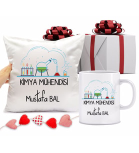 Kimya Mühendisi Bardağı ve Yastığı Hediye Seti (Model 1)