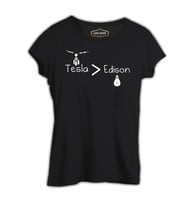 Tesla & Edison Siyah Kadın Tshirt