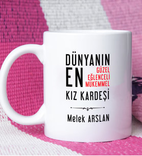 Kız Kardeş Tasarımlı Kişiye Özel Kız Kardeş Kupa Bardak