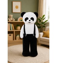 Çiçekli Tulumlu Ayıcık 117 cm Modeli Kırmızı veya Panda (Siyah)